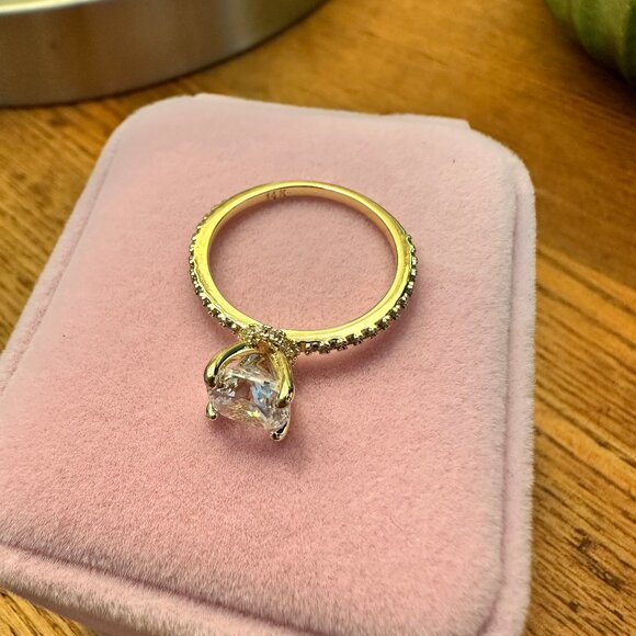NEW 14K Yellow Gold 2 Carat Moissanite Ring, Size 7 - Picture 5 of 13